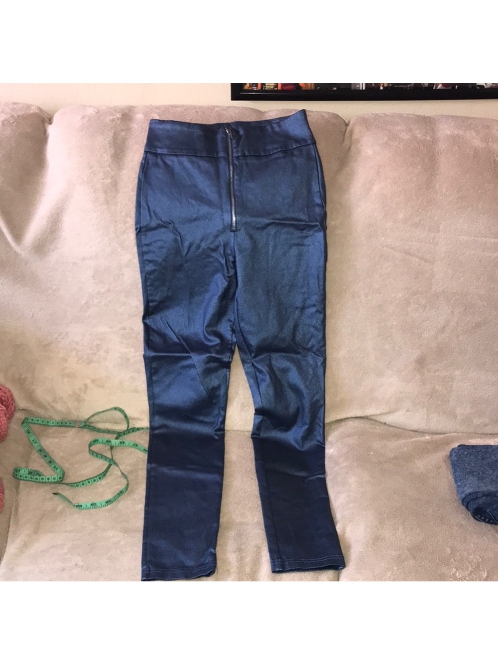 SHEIN Shiny Dark Blue Stretchy pants US size 4